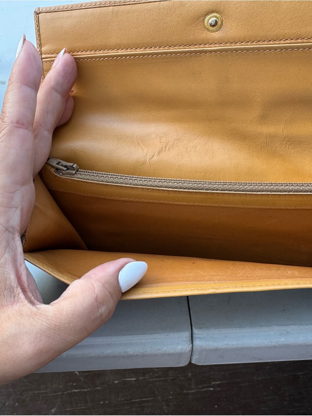 Celine Brown & Tan Continental Wallet with Emblem Patch - Picture 4 of 6